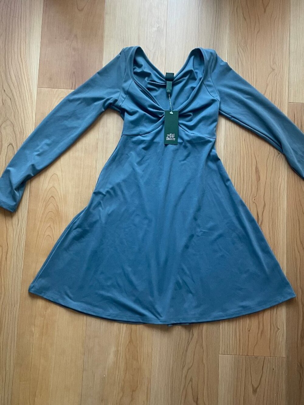 NWT Wild Fable Turquoise long sleeve skater dress - Small